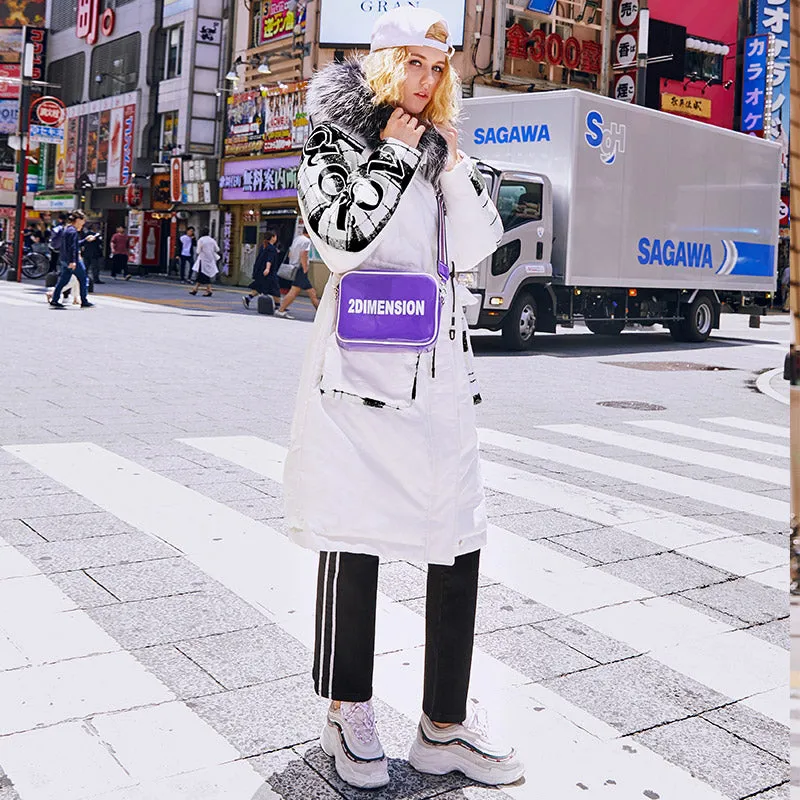 MAXMARTIN FAUX FUR HOOD IN WHITE PUFFER COAT WITH BIG POCKET DESIGN M84345R54