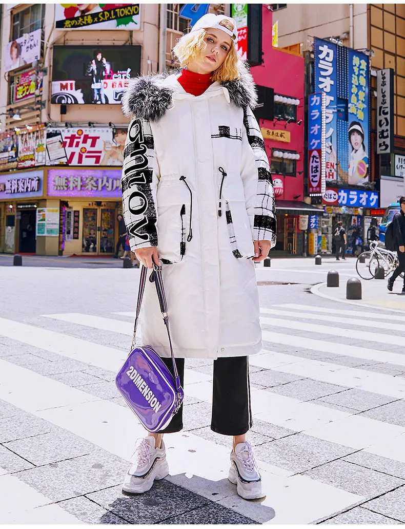 MAXMARTIN FAUX FUR HOOD IN WHITE PUFFER COAT WITH BIG POCKET DESIGN M84345R54
