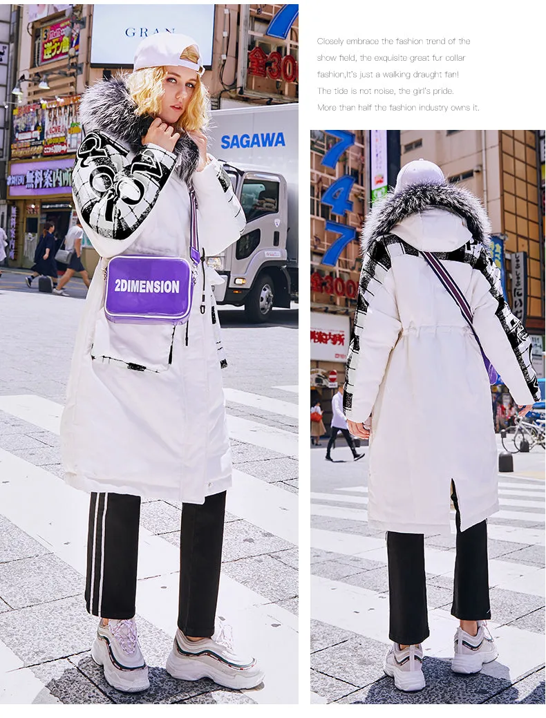 MAXMARTIN FAUX FUR HOOD IN WHITE PUFFER COAT WITH BIG POCKET DESIGN M84345R54