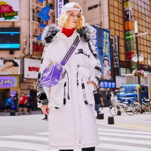 MAXMARTIN FAUX FUR HOOD IN WHITE PUFFER COAT WITH BIG POCKET DESIGN M84345R54