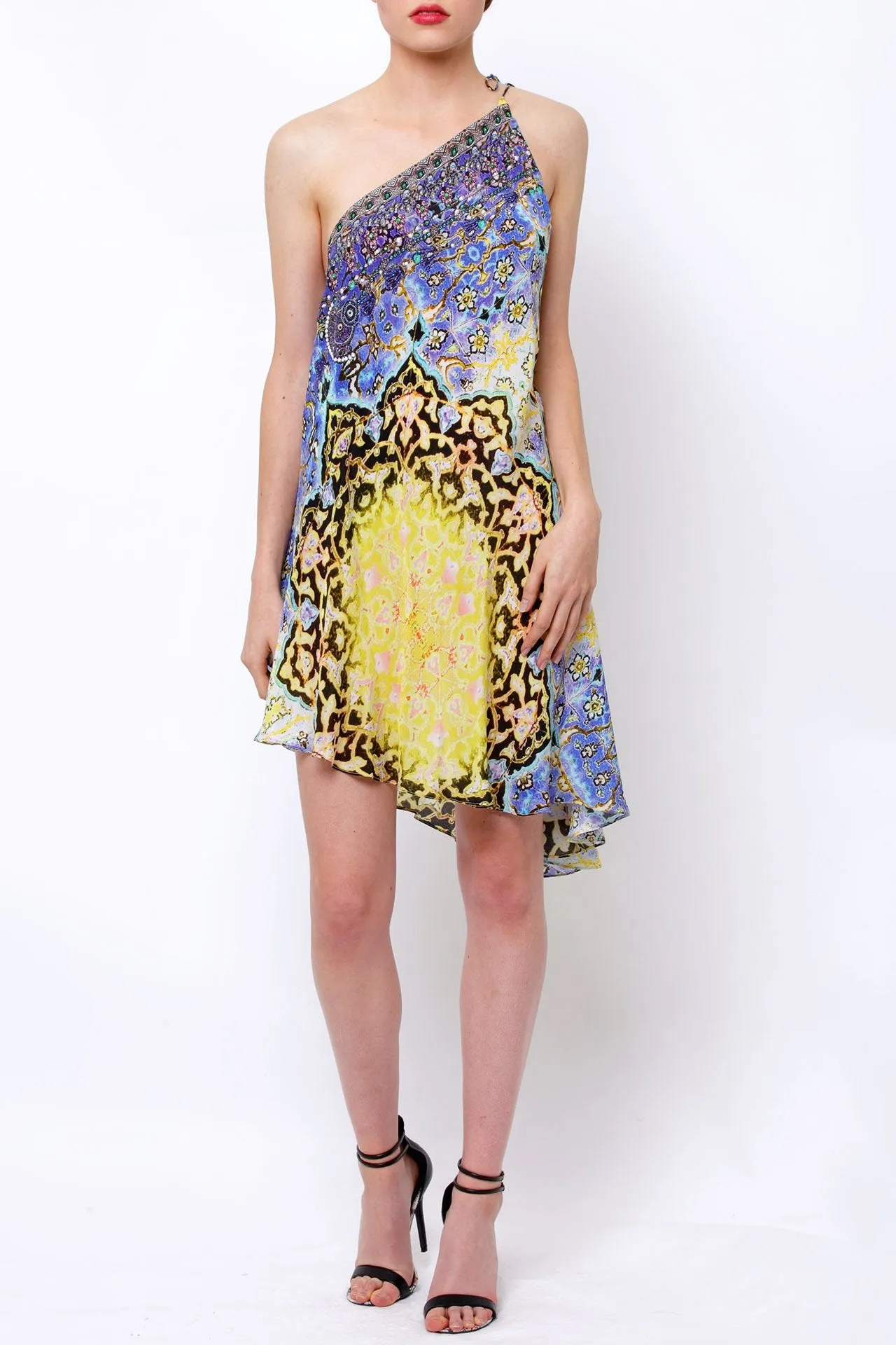 Multi Wear Short Dress In Purple Print