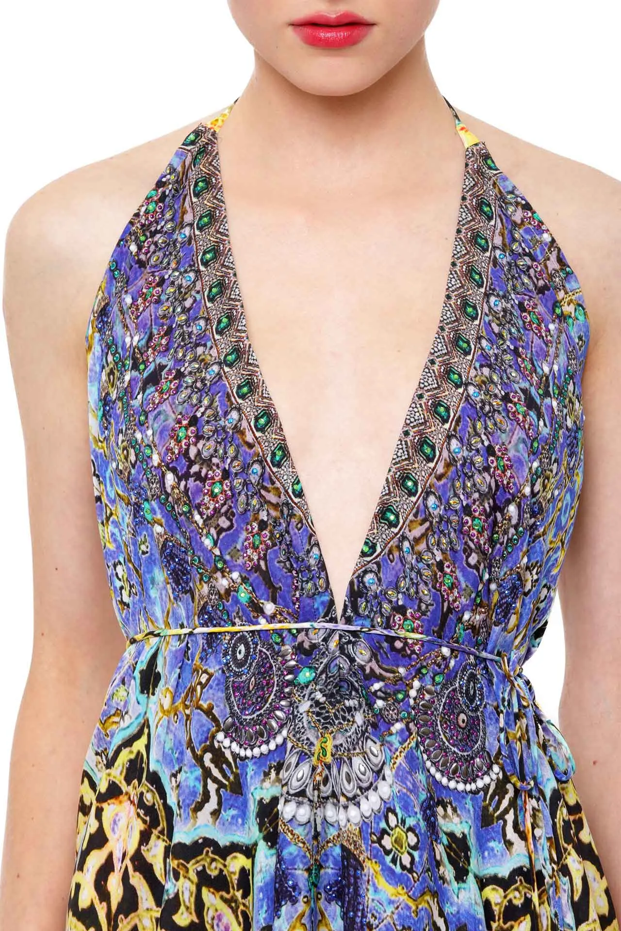Multi Wear Short Dress In Purple Print