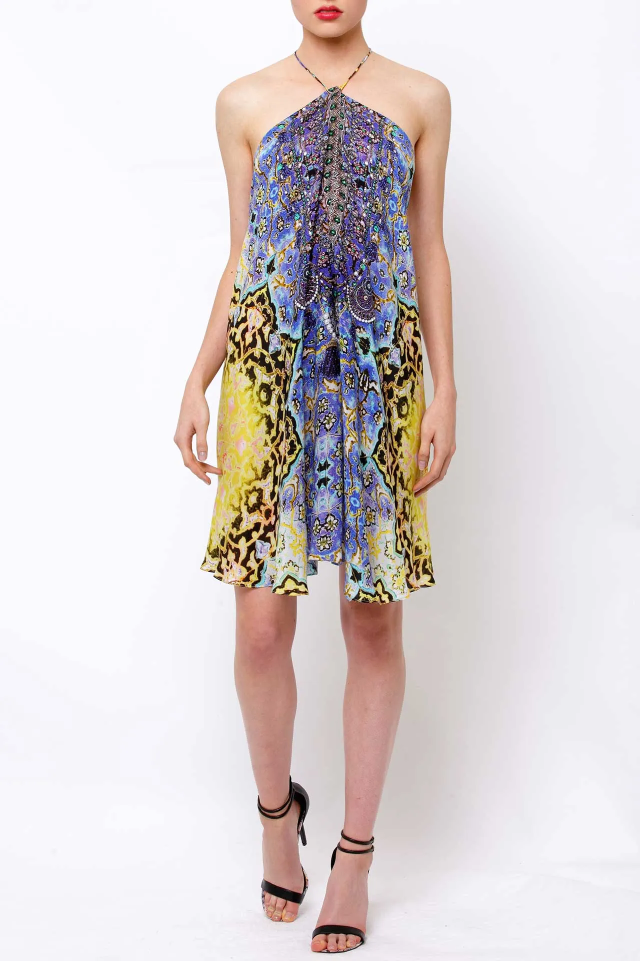 Multi Wear Short Dress In Purple Print