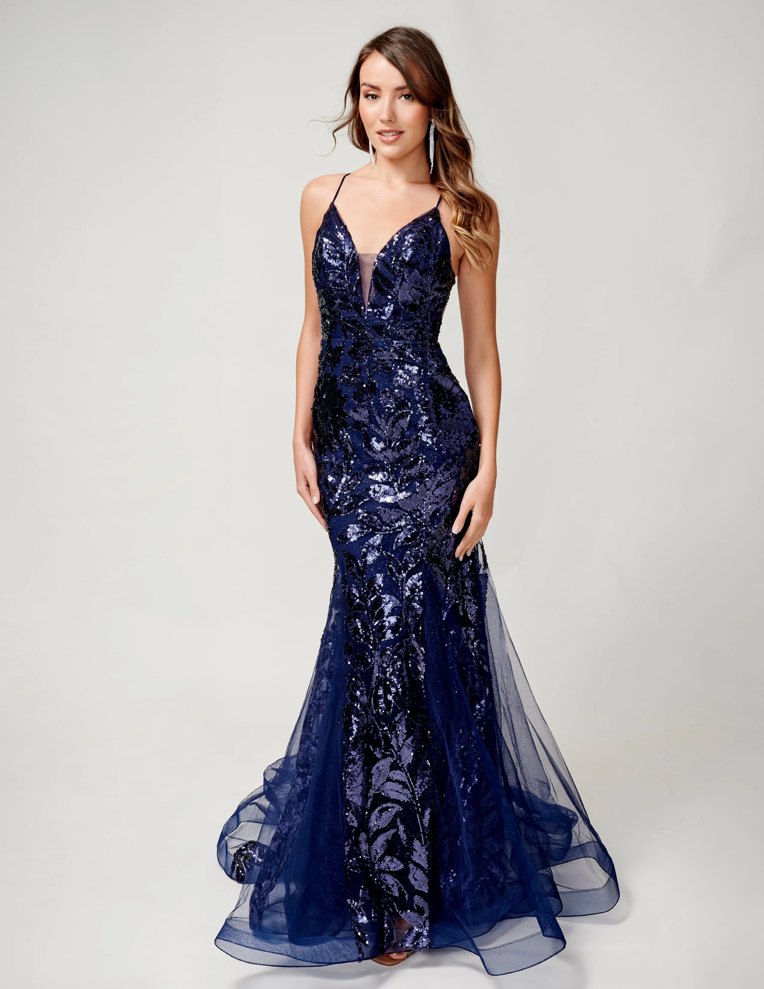 Nina Canacci 8236 Size 4 Pink Sequin Mermaid Prom Dress Backless Corset Formal Gown V Neck