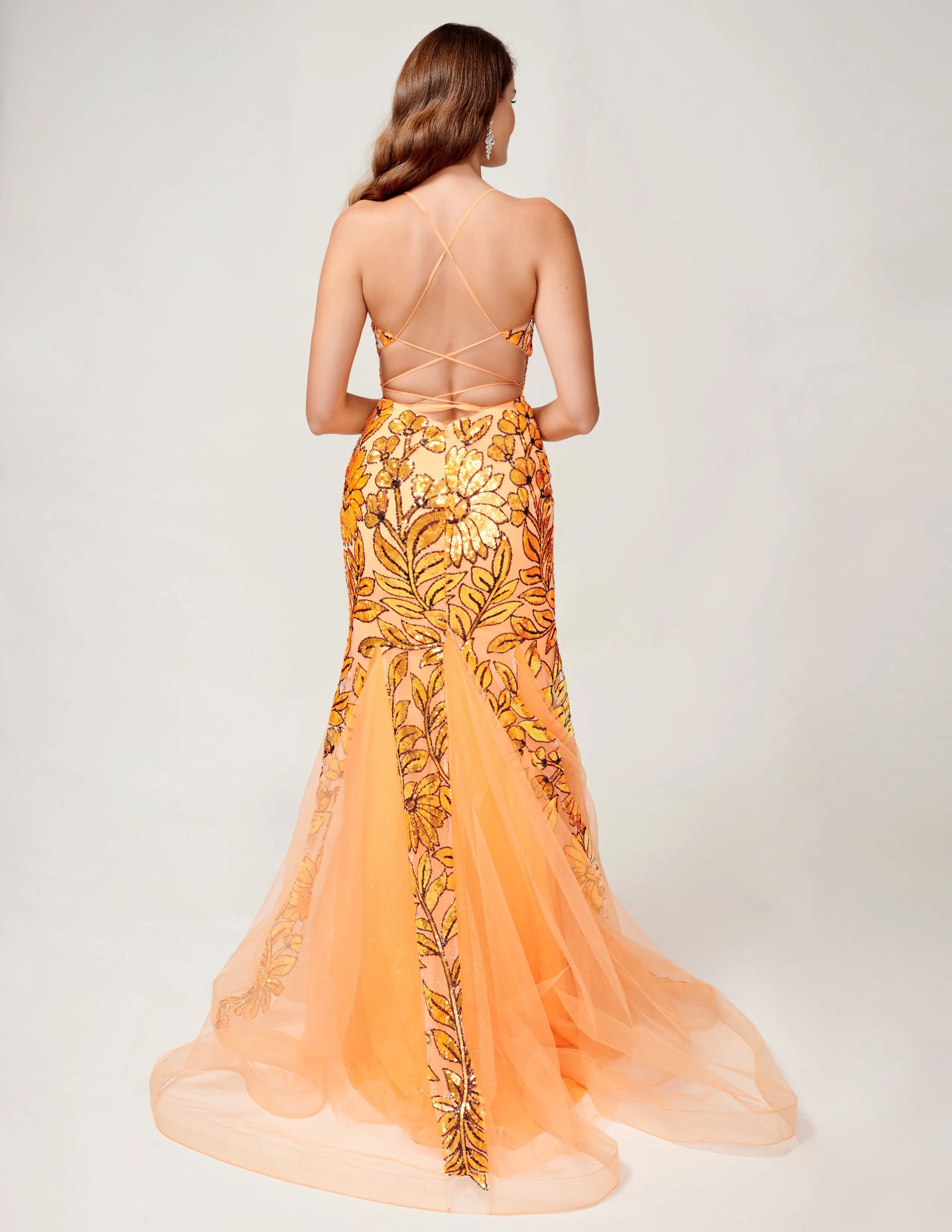 Nina Canacci 8236 Size 4 Pink Sequin Mermaid Prom Dress Backless Corset Formal Gown V Neck