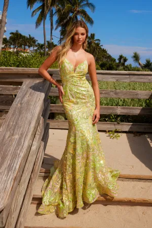 NOX ANABEL Q1540 Mermaid V-Neckline Sequin Tulle Dress