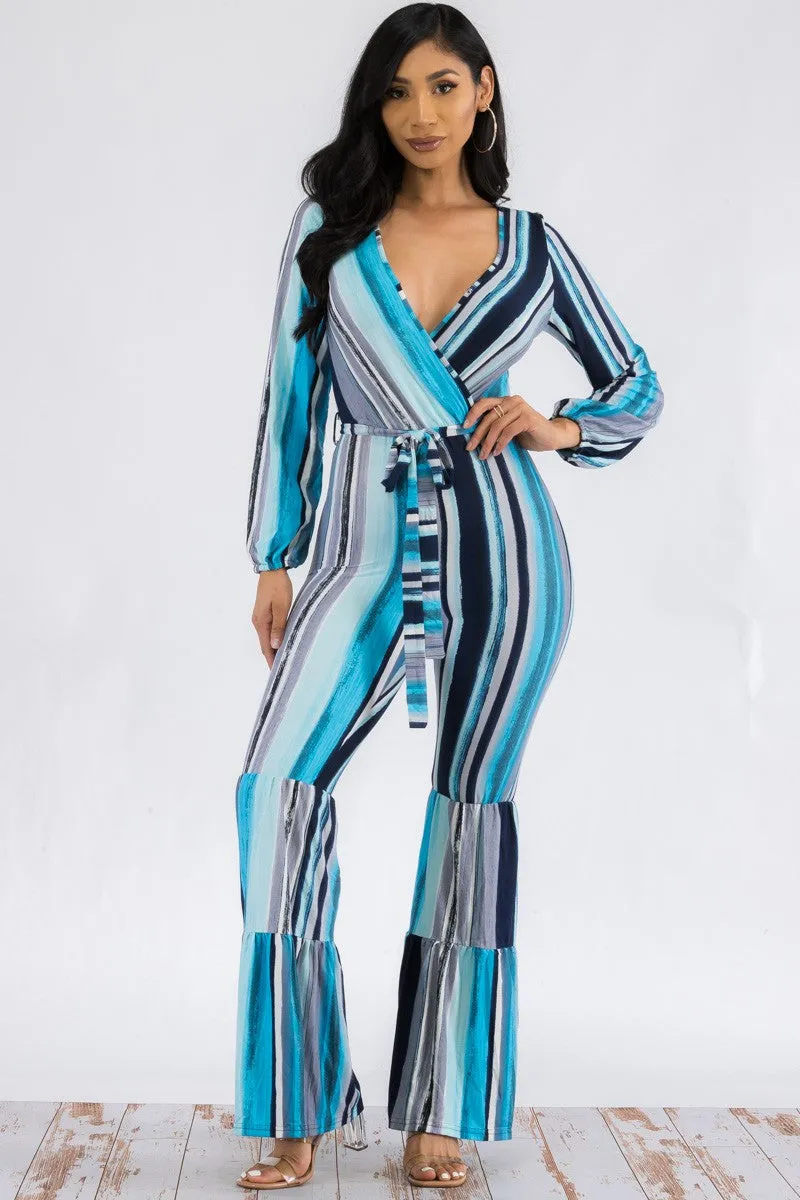 P651 - LONG SLEEVE STRIPE JUMPSUIT