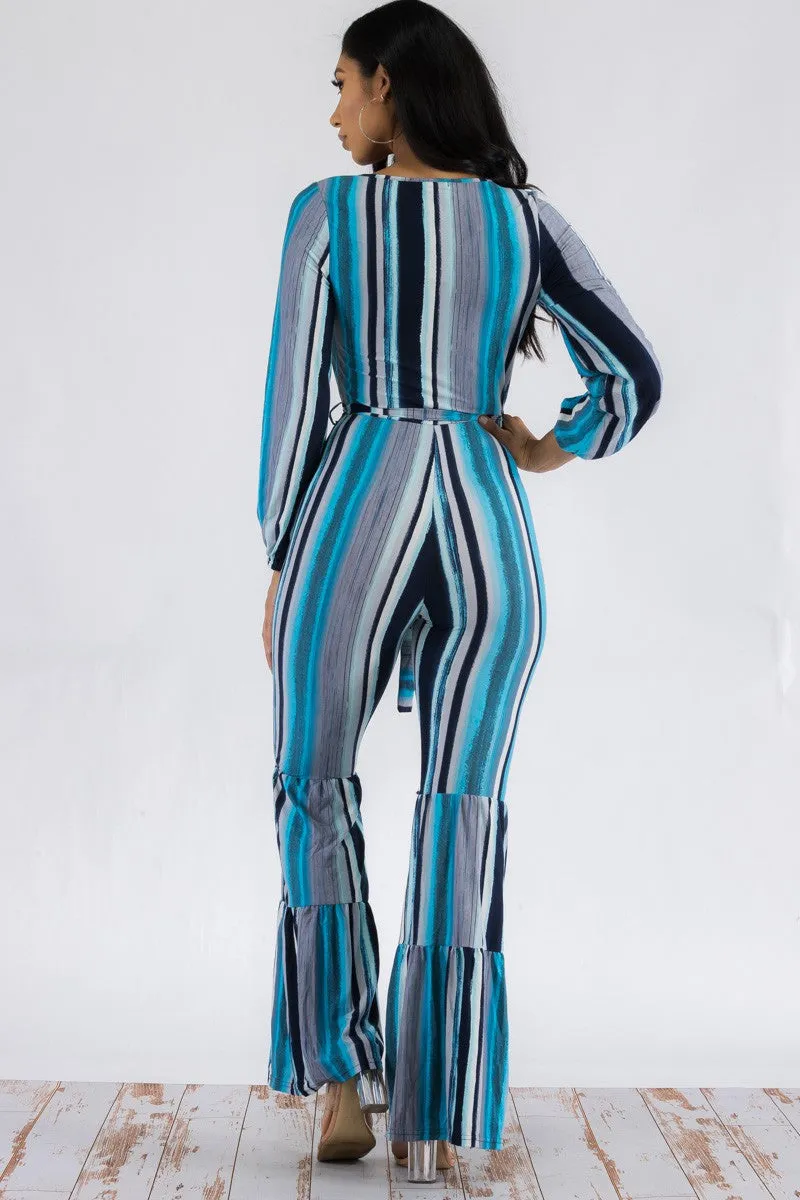 P651 - LONG SLEEVE STRIPE JUMPSUIT
