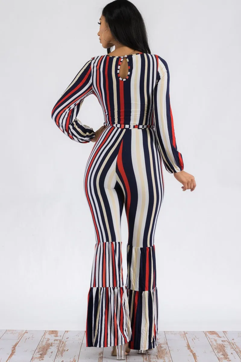 P651 - LONG SLEEVE STRIPE JUMPSUIT