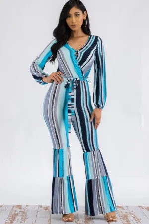 P651 - LONG SLEEVE STRIPE JUMPSUIT