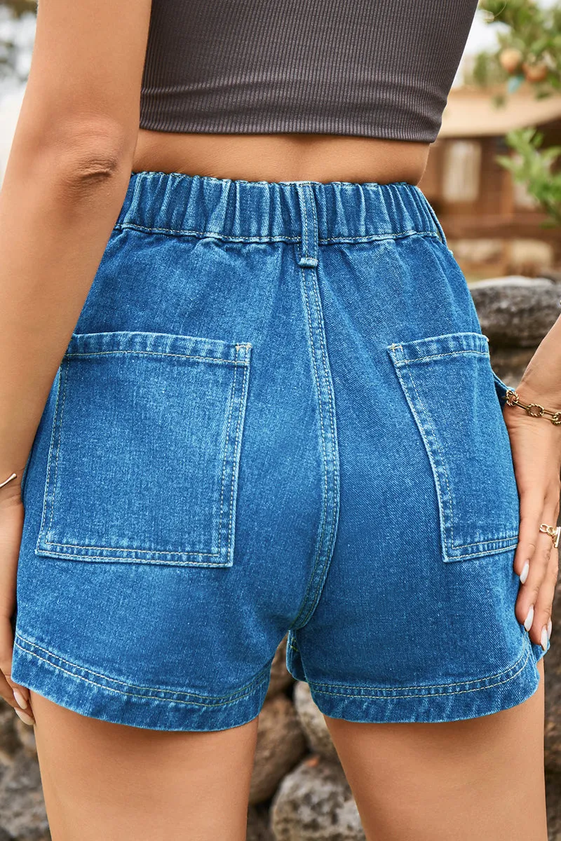 PC912 High-Rise Cargo Denim Shorts