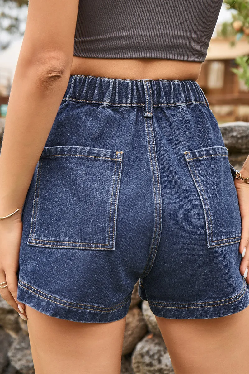 PC912 High-Rise Cargo Denim Shorts