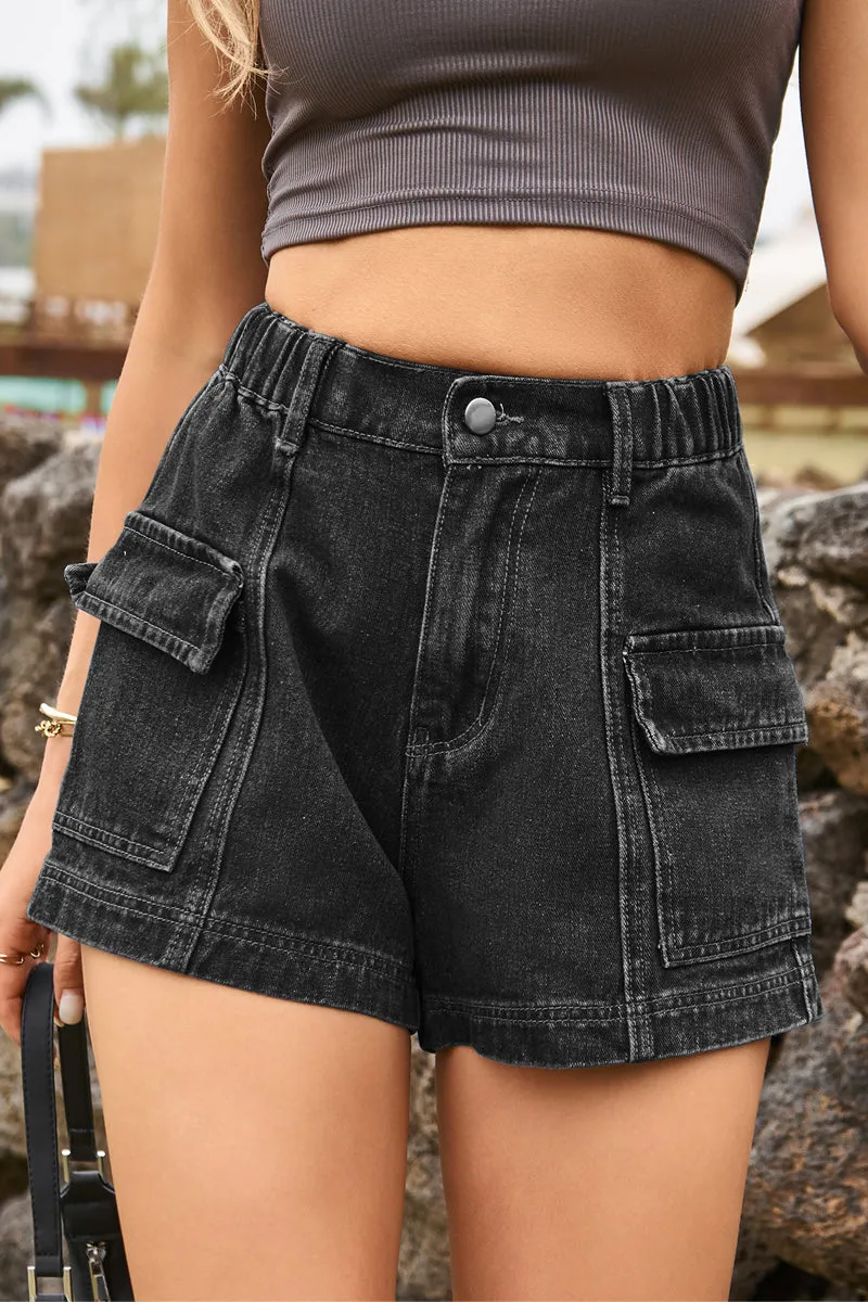 PC912 High-Rise Cargo Denim Shorts