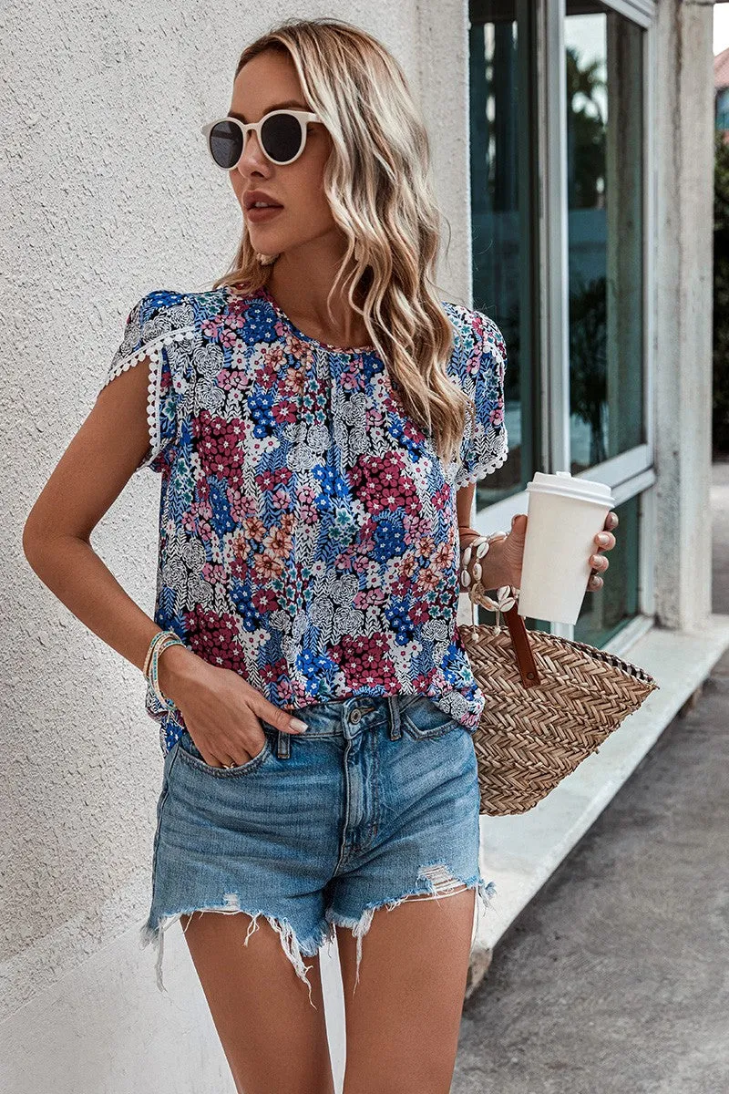 Petal Whispers Button-Back Blouse