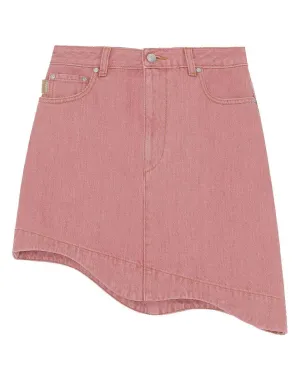 Pink Denim High-Waisted Asymmetrical Mini Skirt