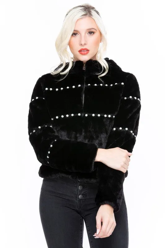 Precious As A Pearl Hooded Jacket - Black
