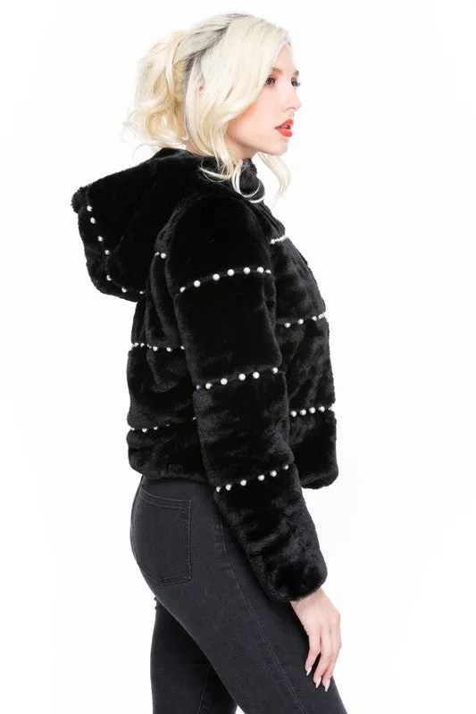 Precious As A Pearl Hooded Jacket - Black
