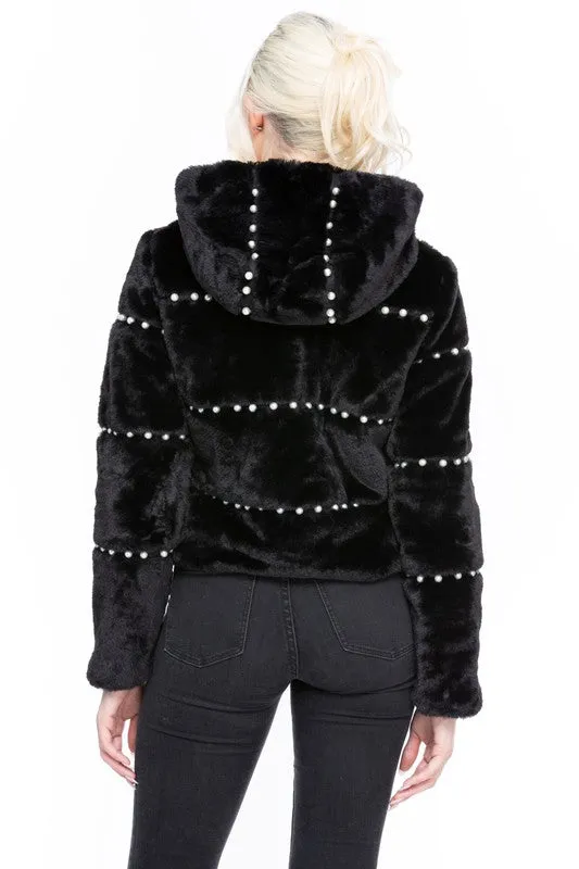 Precious As A Pearl Hooded Jacket - Black