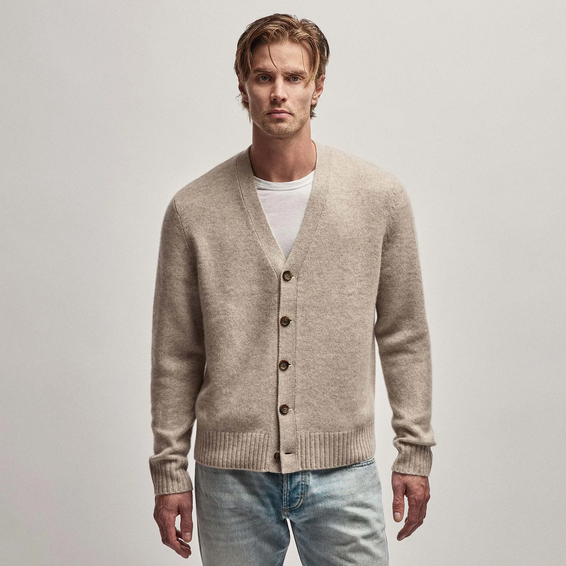 Recycled Cashmere Cardigan - Stone