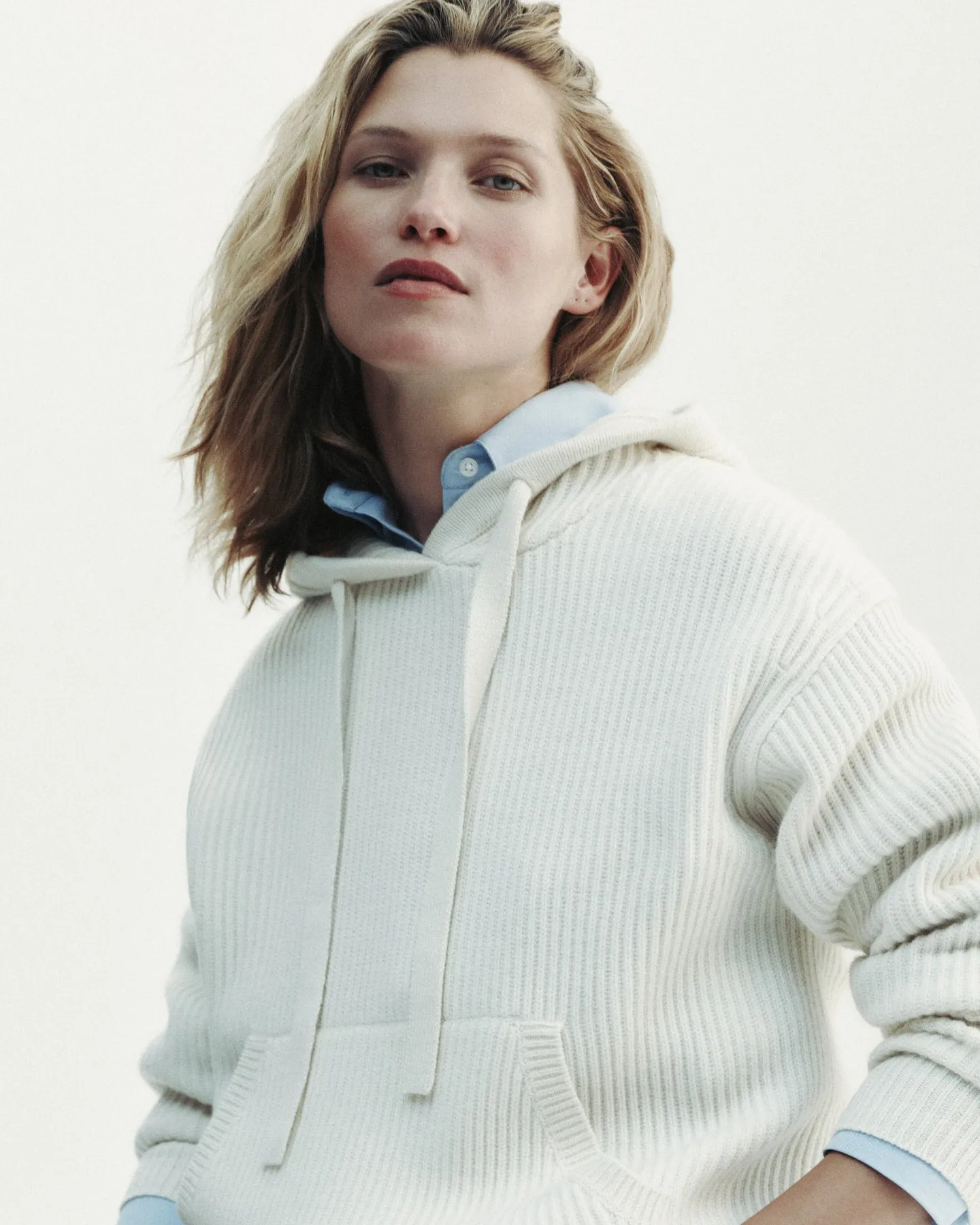 Ribbed Hoodie in Cashmere