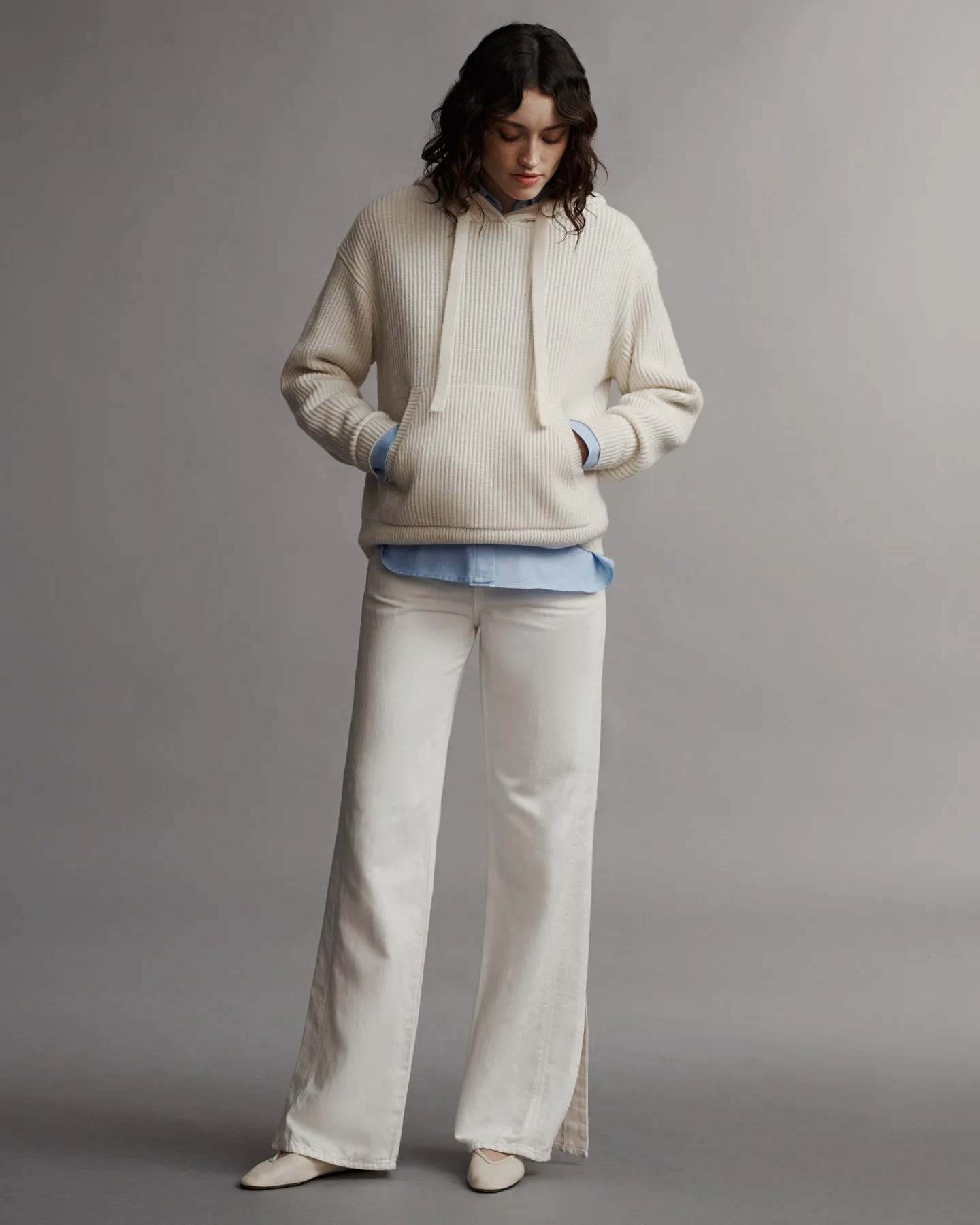 Ribbed Hoodie in Cashmere
