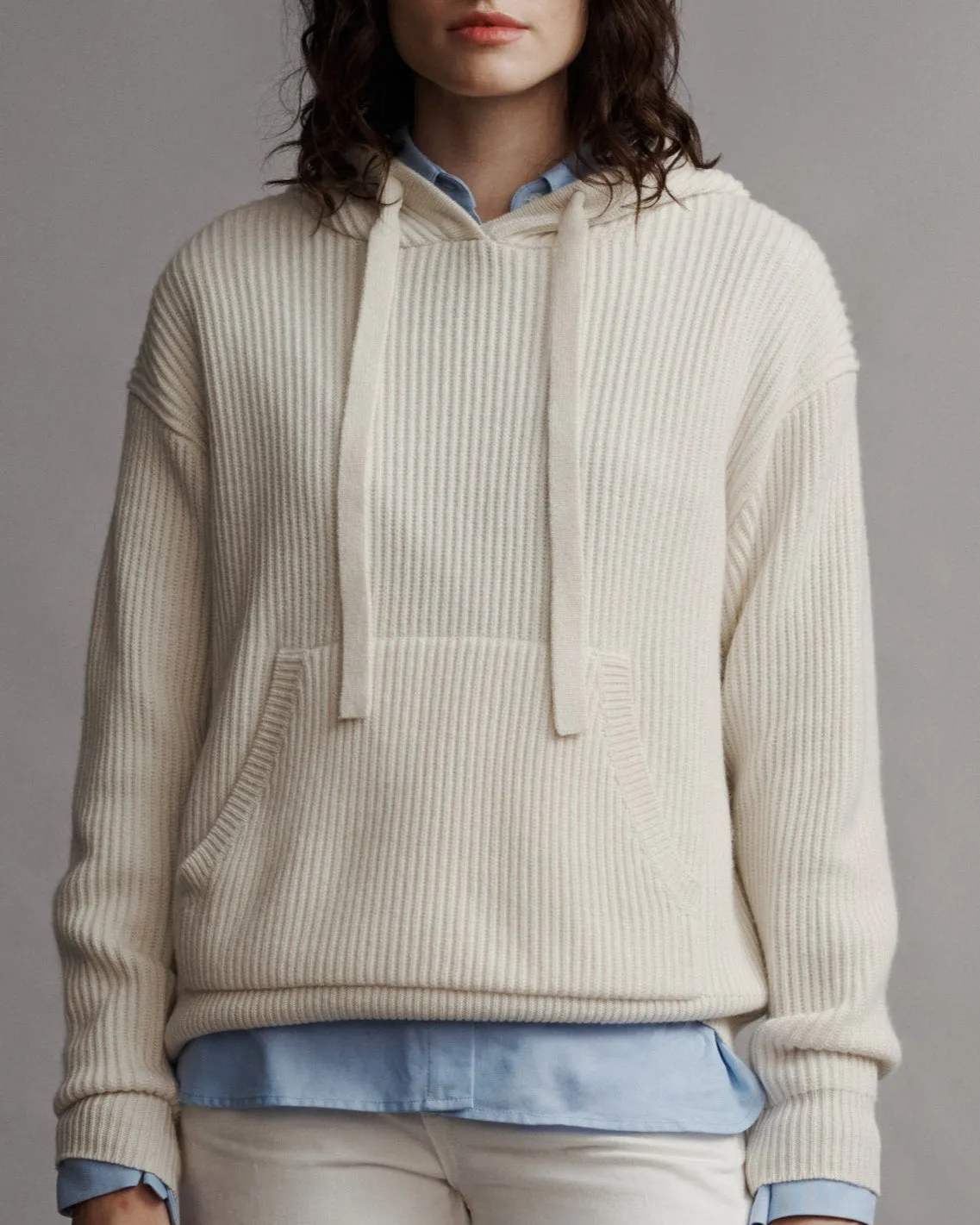 Ribbed Hoodie in Cashmere