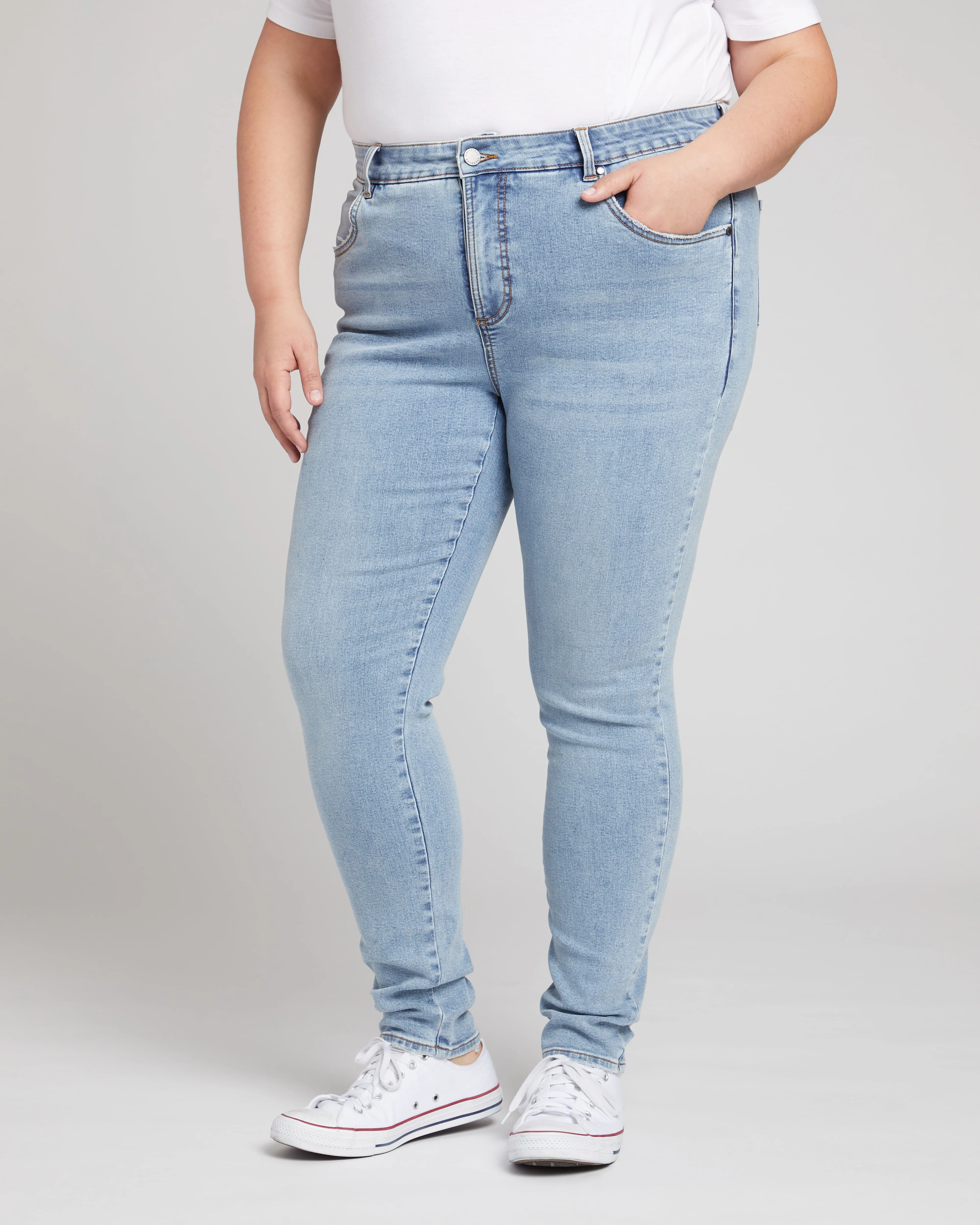 Seine High Rise Skinny Jeans 32 Inch - Distressed Light Blue