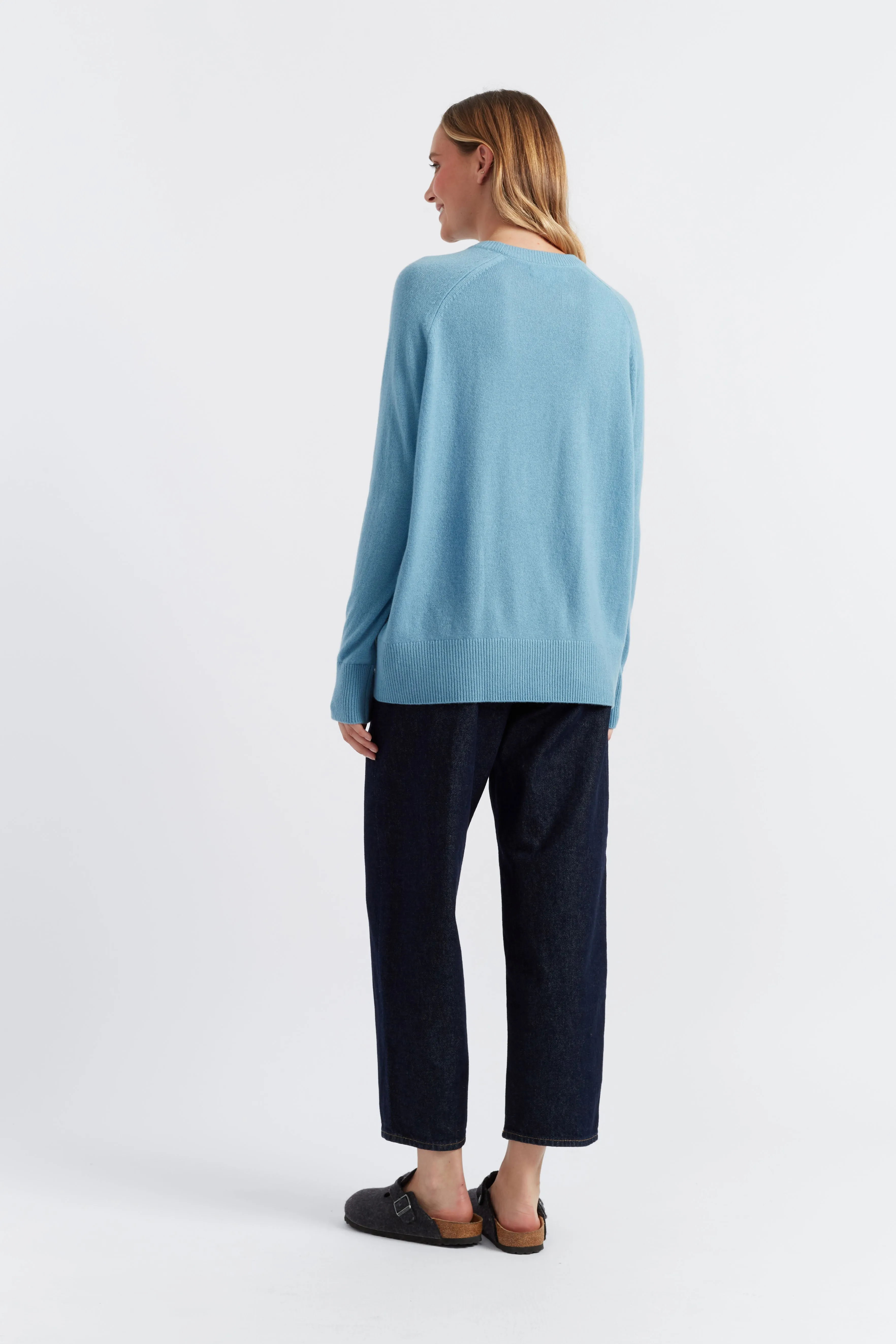 Sky-Blue Cloud Cashmere Slouchy Sweater