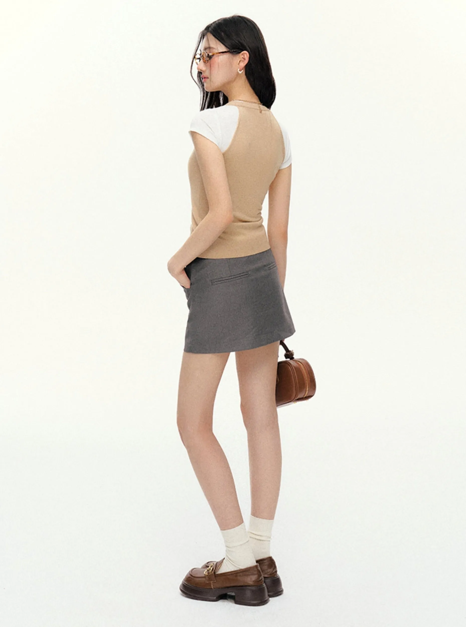 Sleeveless Ribbed Cardigan - V-Neck Button-Up Knit Tank Top