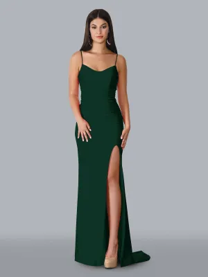 Stella Couture 22037 Long Fitted Ruched Prom Dress Formal Evening Gown Slit