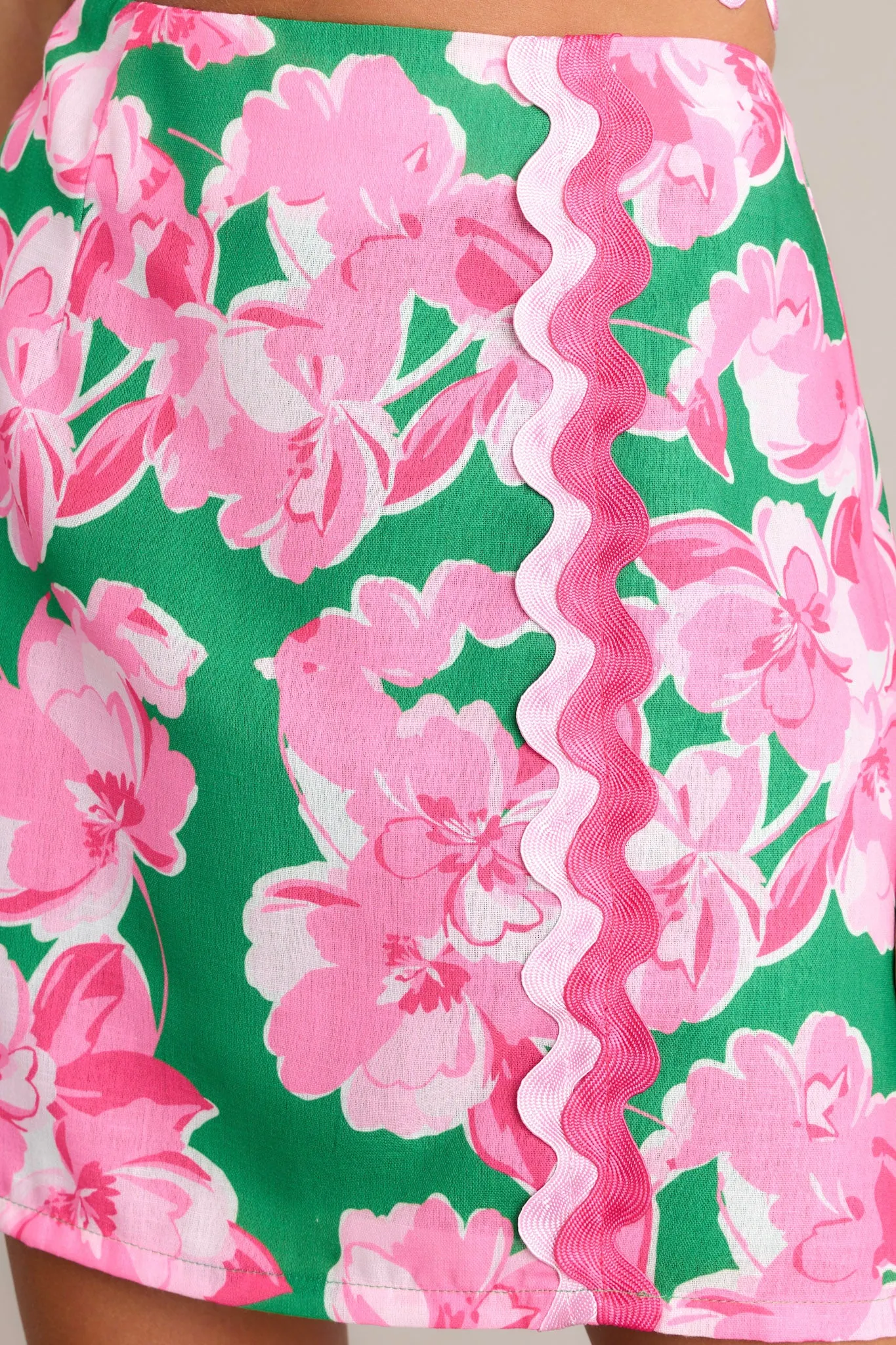 Summer Glow Green Multi Floral Mini Skirt