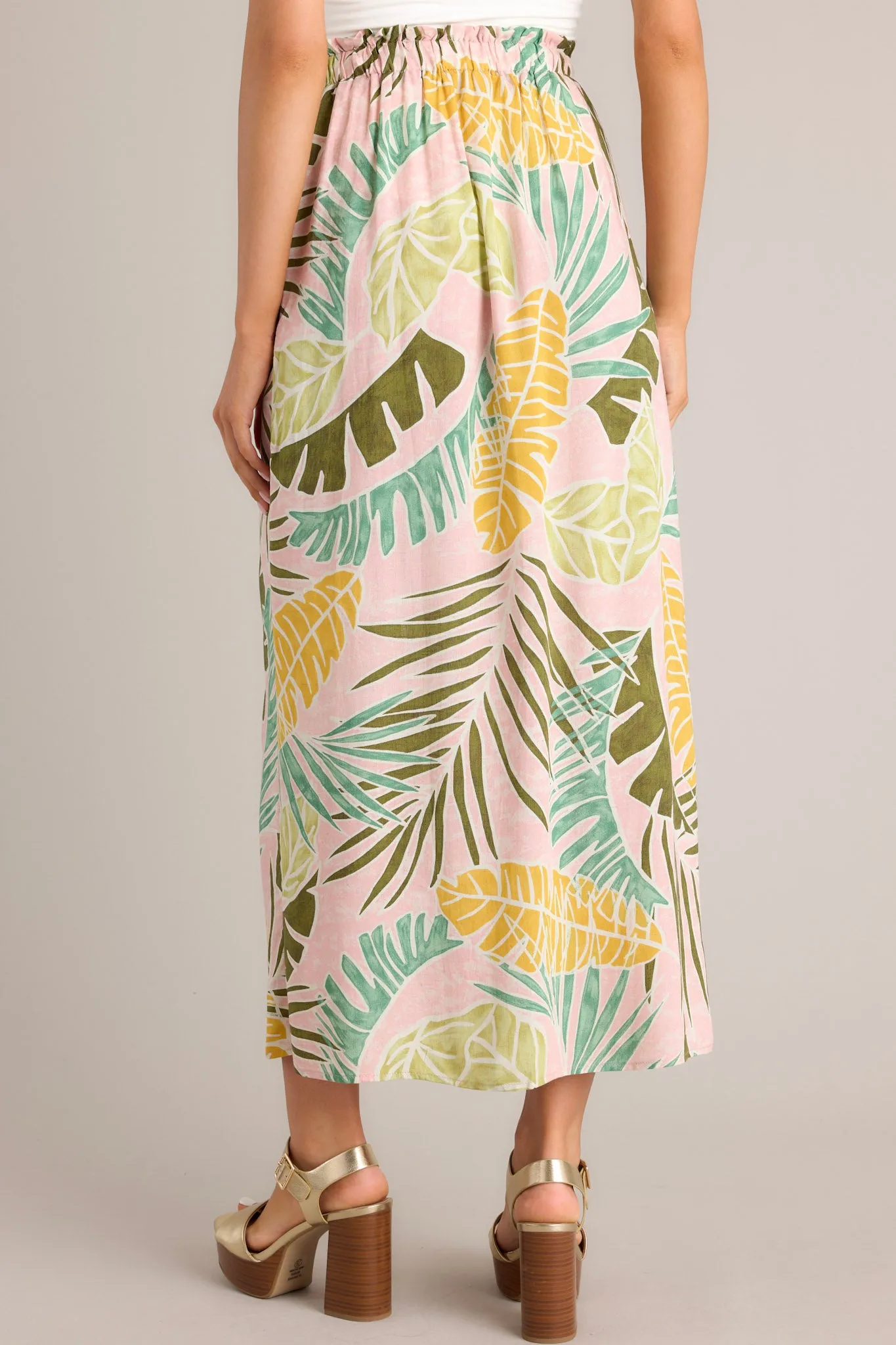Sunshine Retreat Dusty Pink Tropical Print Wrap Skirt