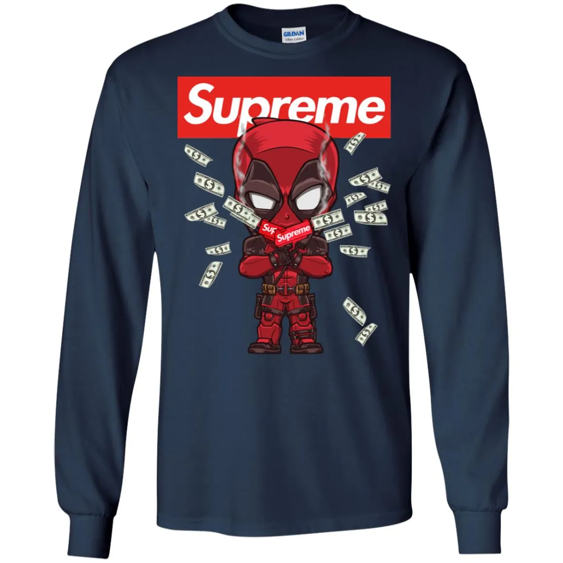 Supreme Deadpool Funny T-shirt Men Long Sleeve Shirt