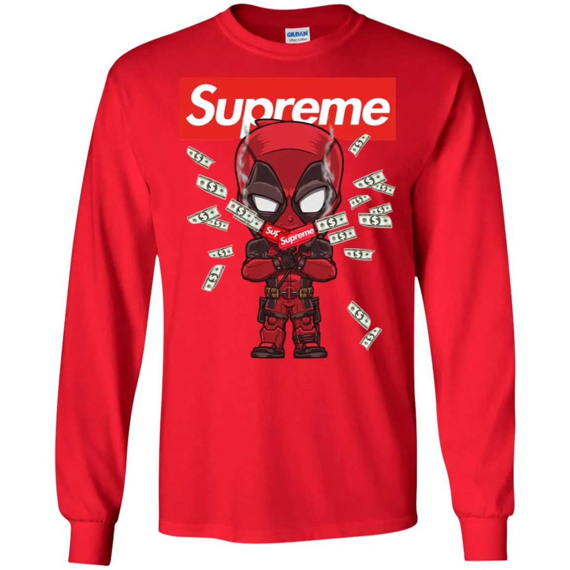 Supreme Deadpool Funny T-shirt Men Long Sleeve Shirt