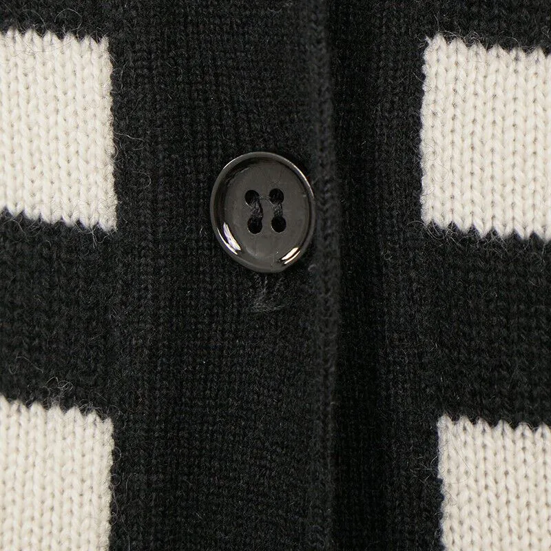 sz XS NEW $1,990 SAINT LAURENT Black White 100% CASHMERE Knit CARDIGAN SWEATER