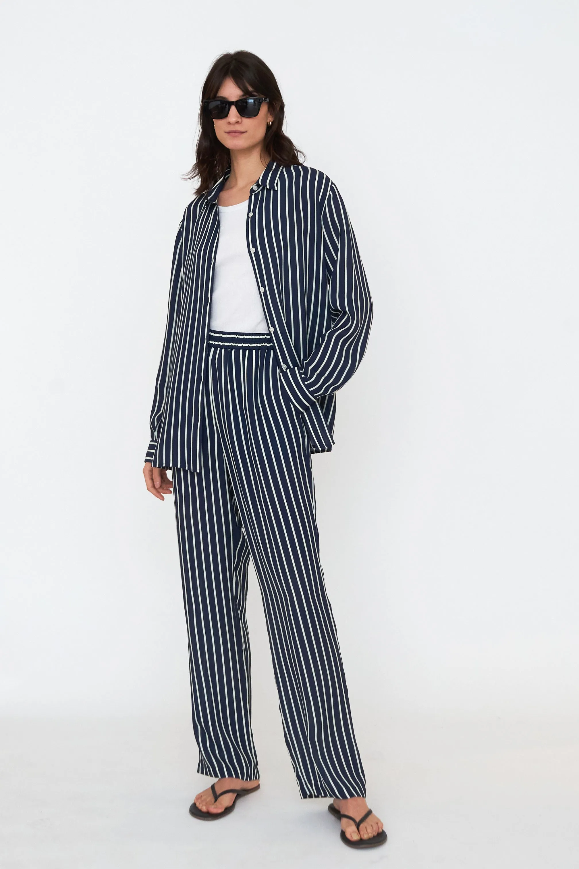 The Silk Lido - Navy/Cream