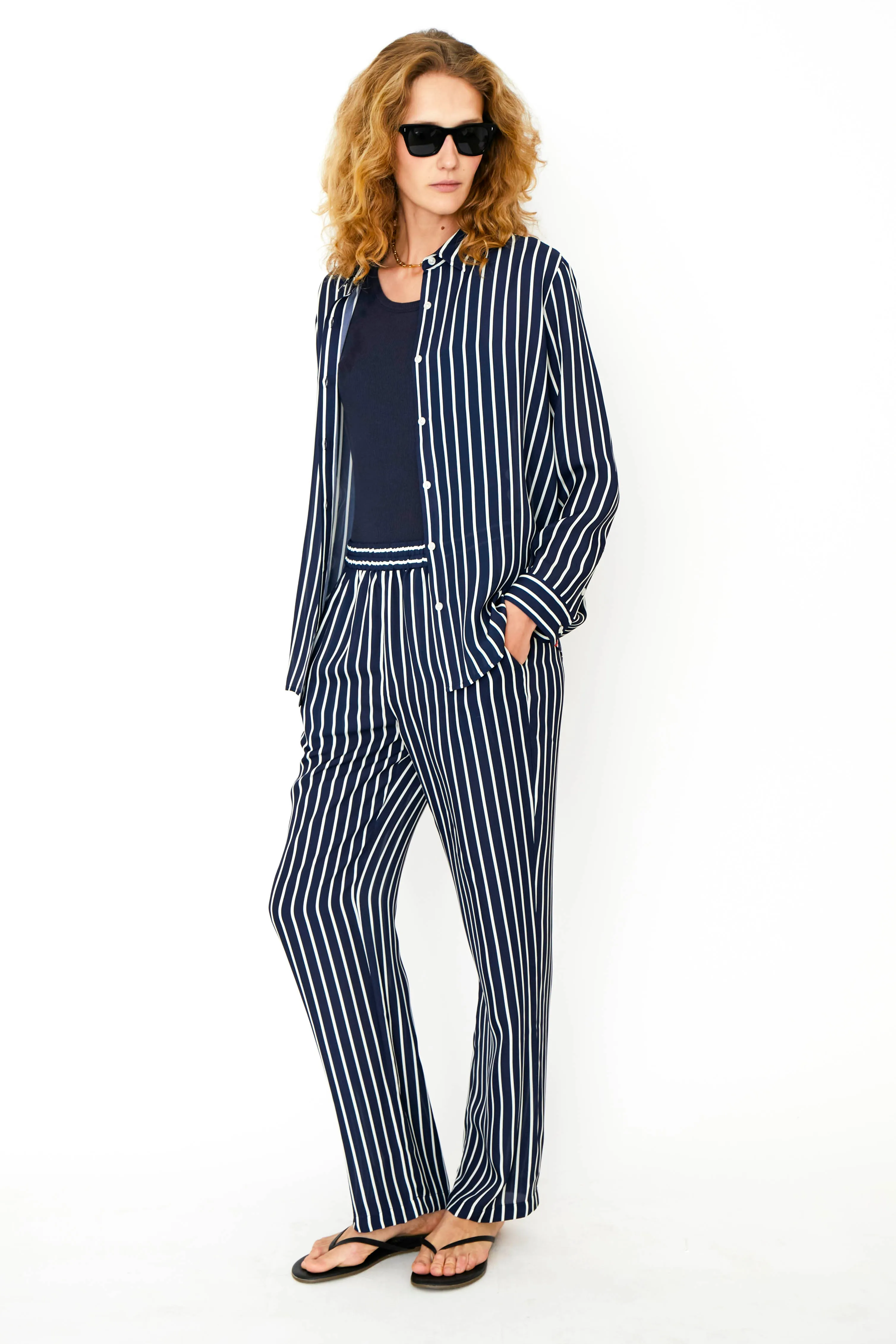 The Silk Lido - Navy/Cream