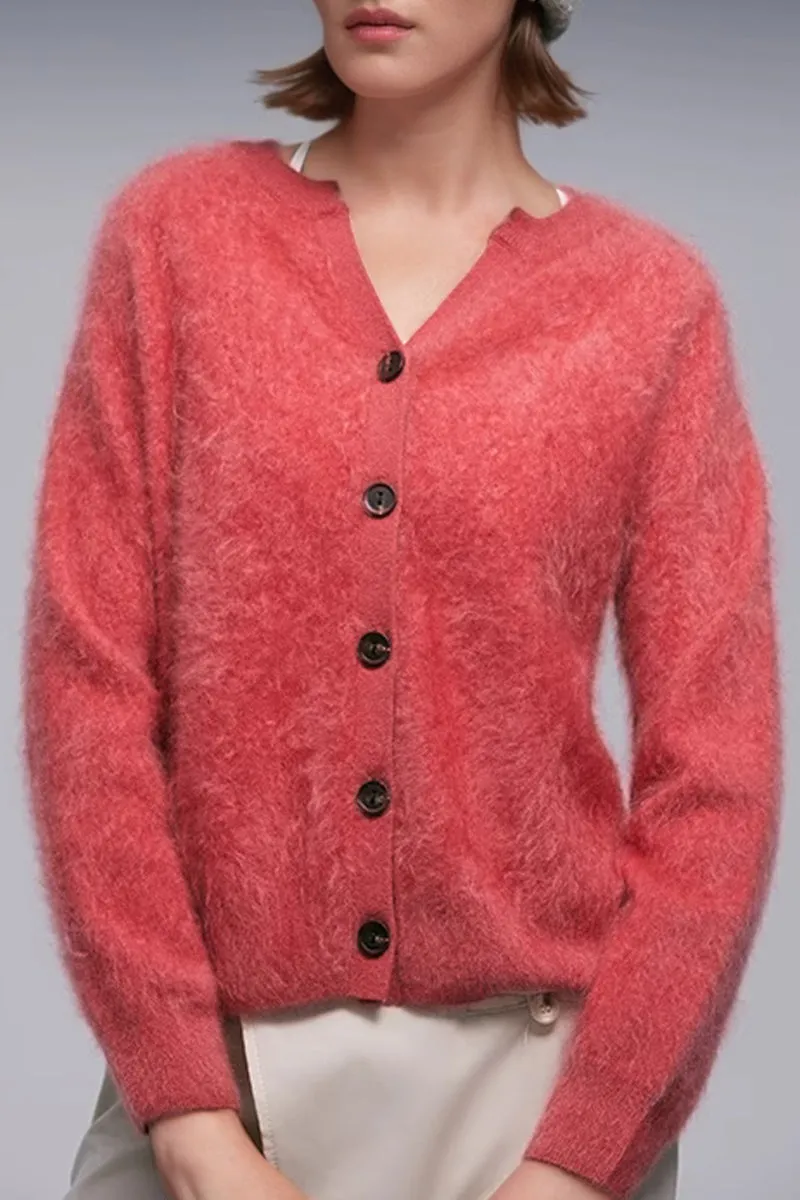 Ultrafine Brushed Cashmere Crewneck Cardigan
