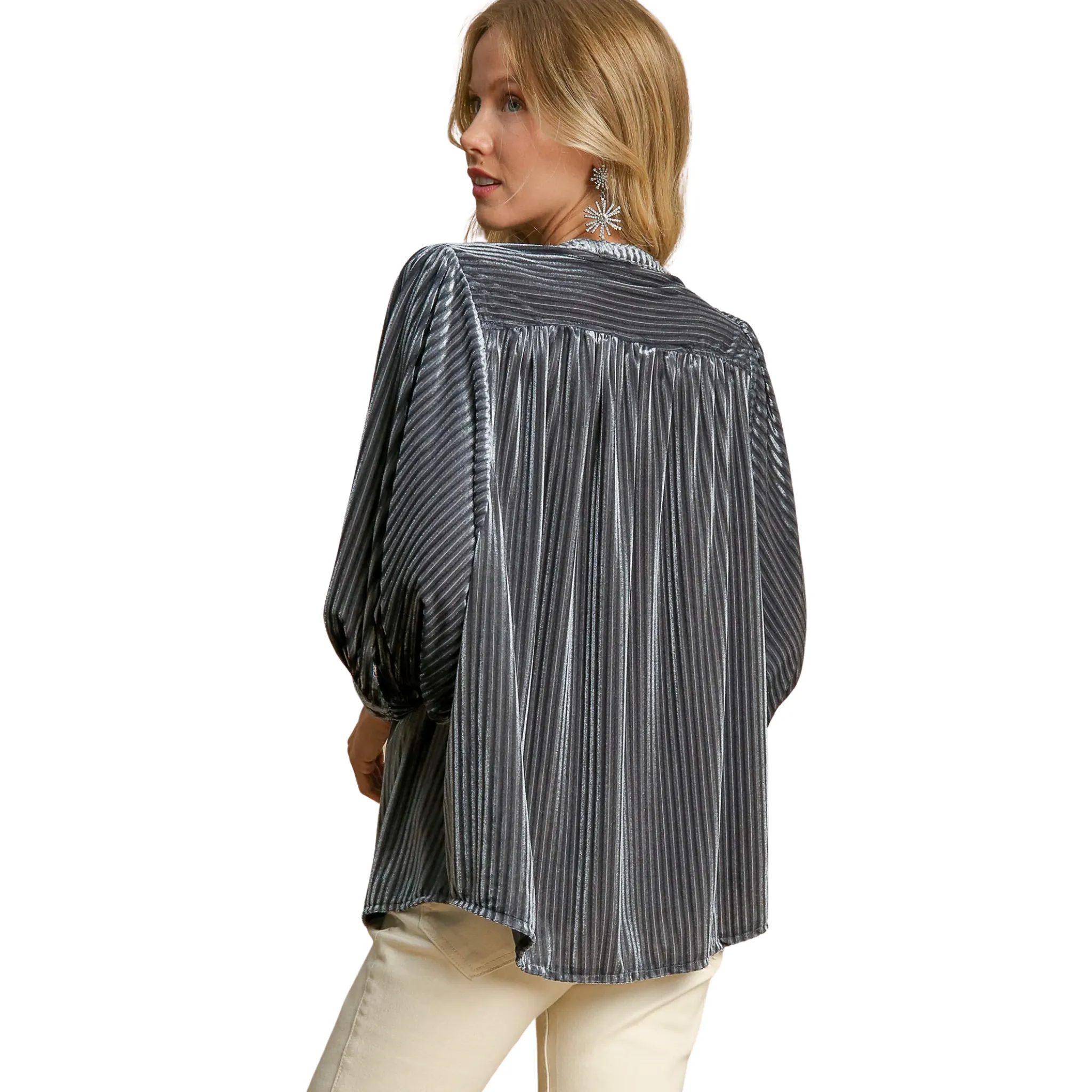 V-Notched Button Down Top