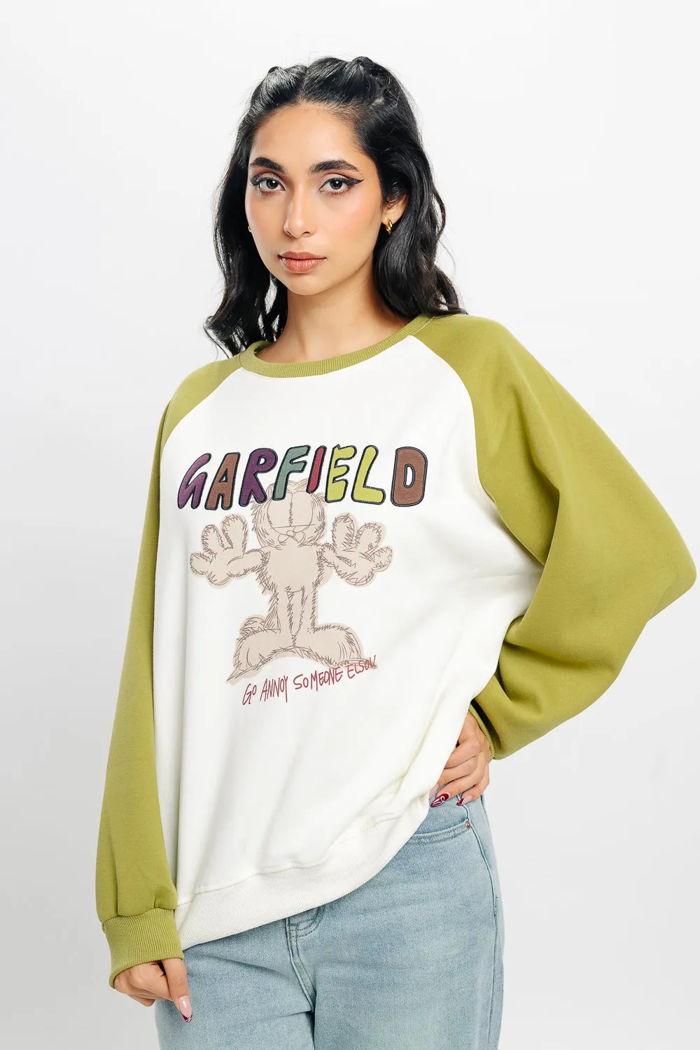 White Garfield Oversized Sweatshirt