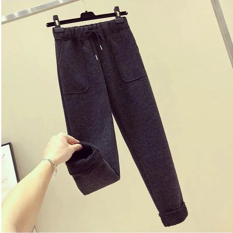Winter New Cashmere Vest Coat Embroidery Knitted Sweater Casual Trousers Three Piece Elegant Pants Set Outfit