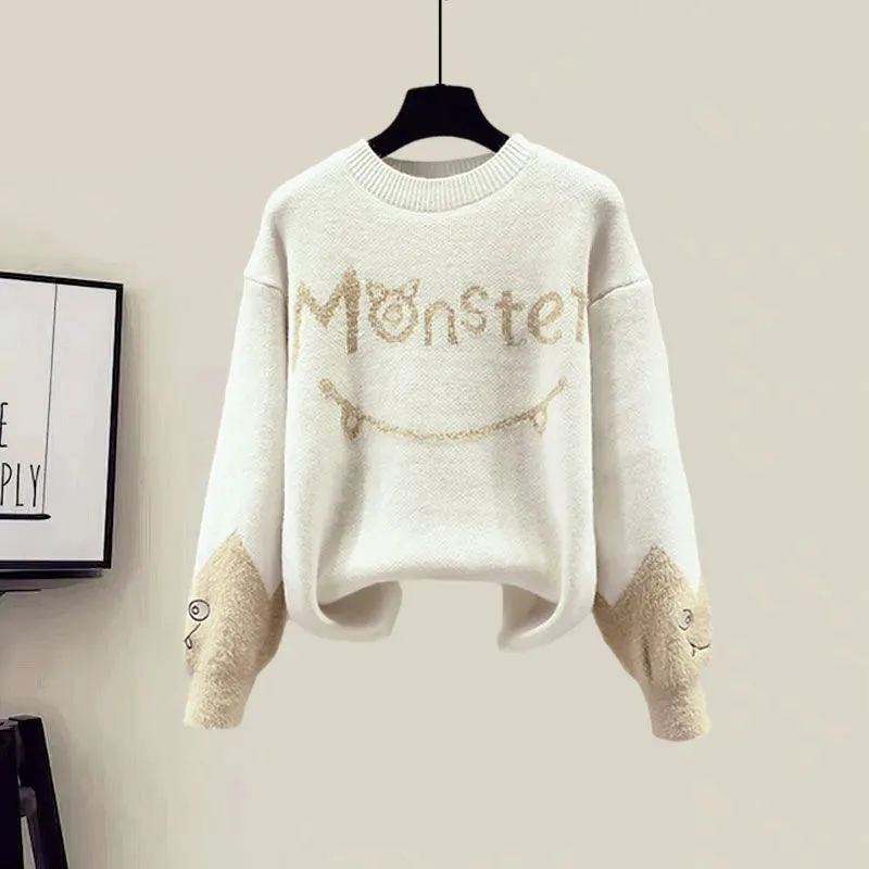 Winter New Cashmere Vest Coat Embroidery Knitted Sweater Casual Trousers Three Piece Elegant Pants Set Outfit