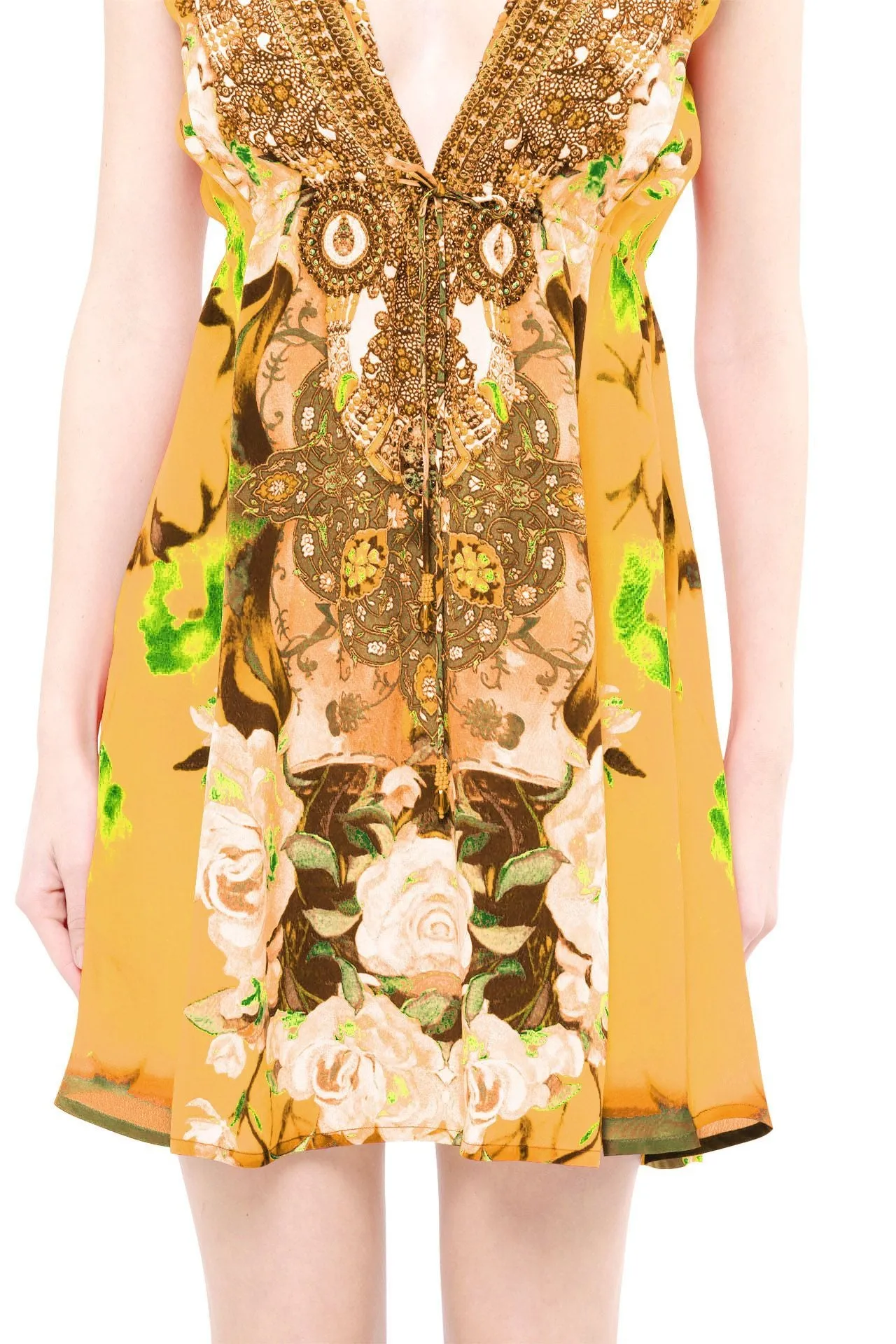 Yellow Short Dress Floral Print