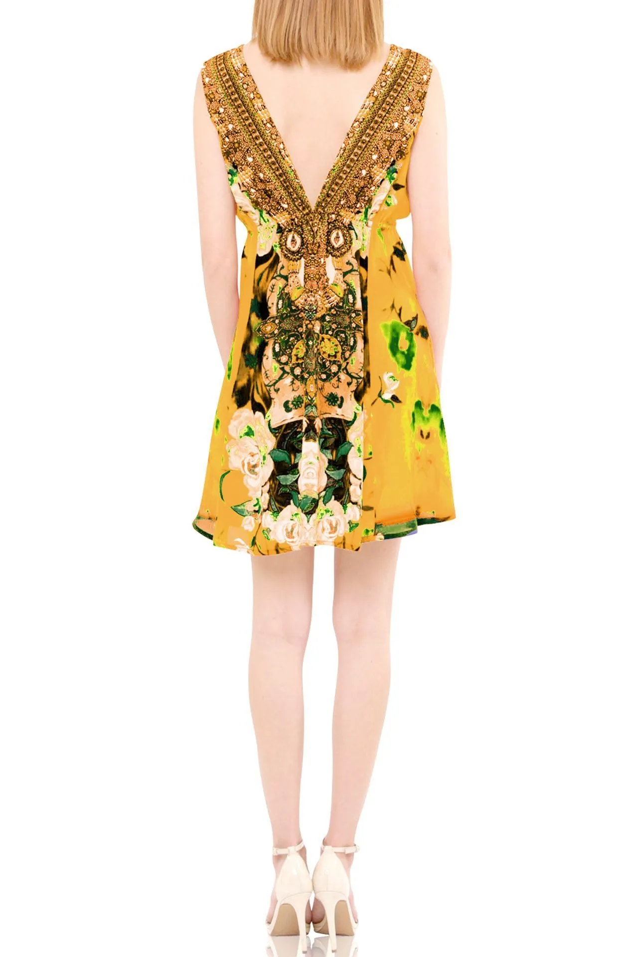 Yellow Short Dress Floral Print